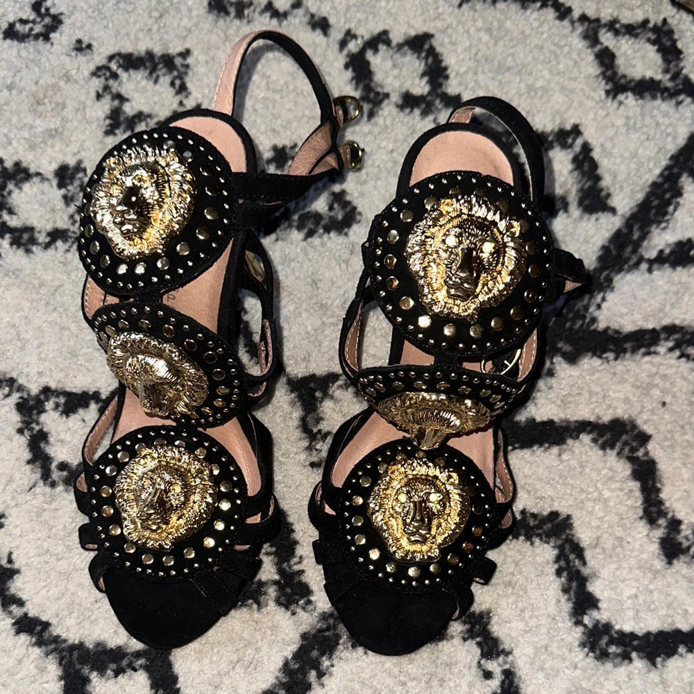 Jeffrey Campbell Black and Gold Embellished Heels